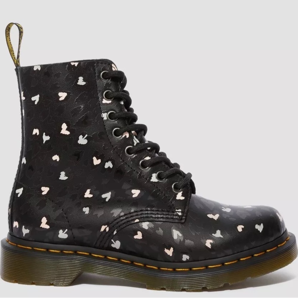 Dr. Martens 1460 Pascal Leather Black+Multi Custom Chaos Hearts Backhand Boots